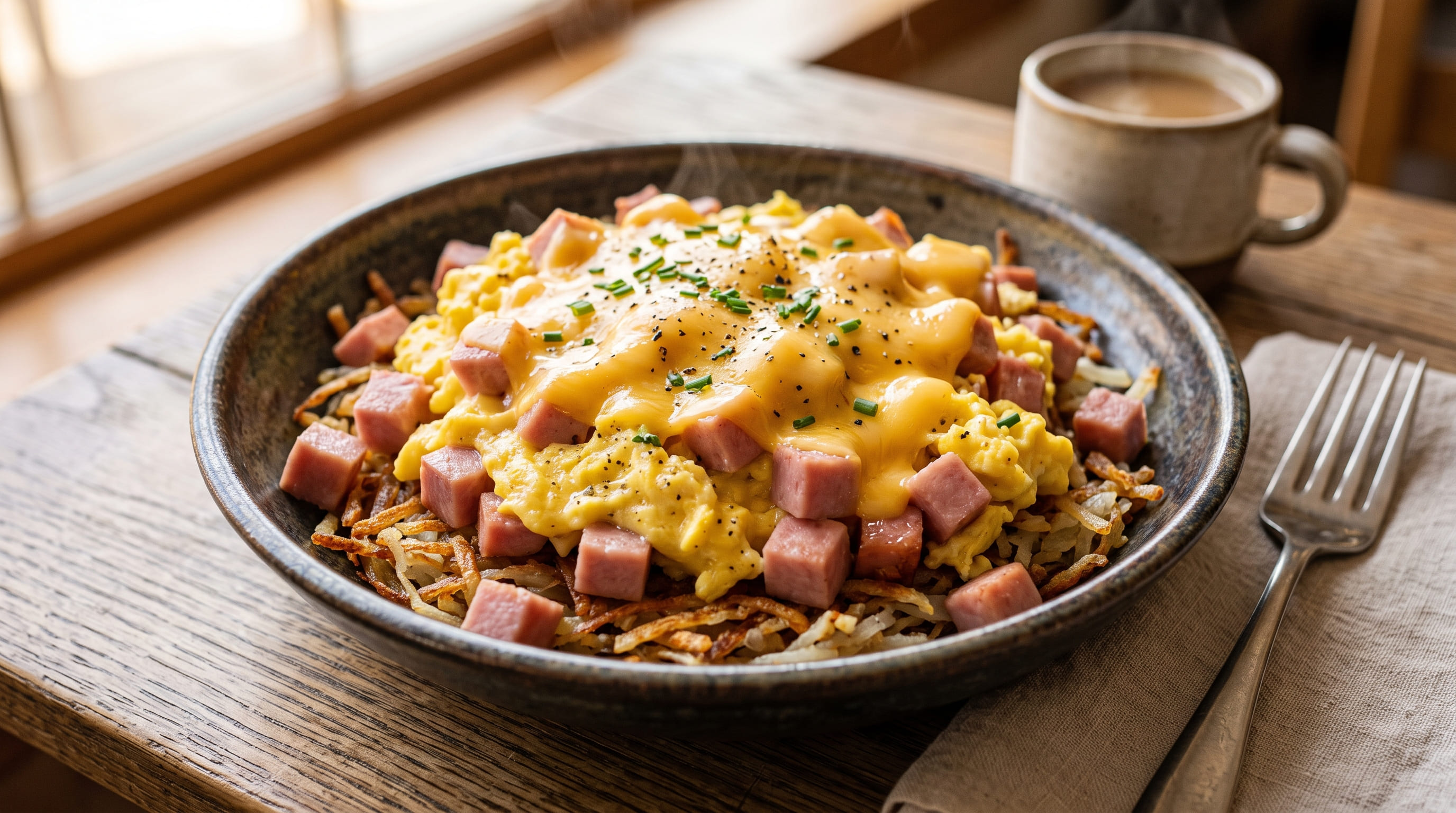 Bacon Egg & Cheese Hashbrown Bowl