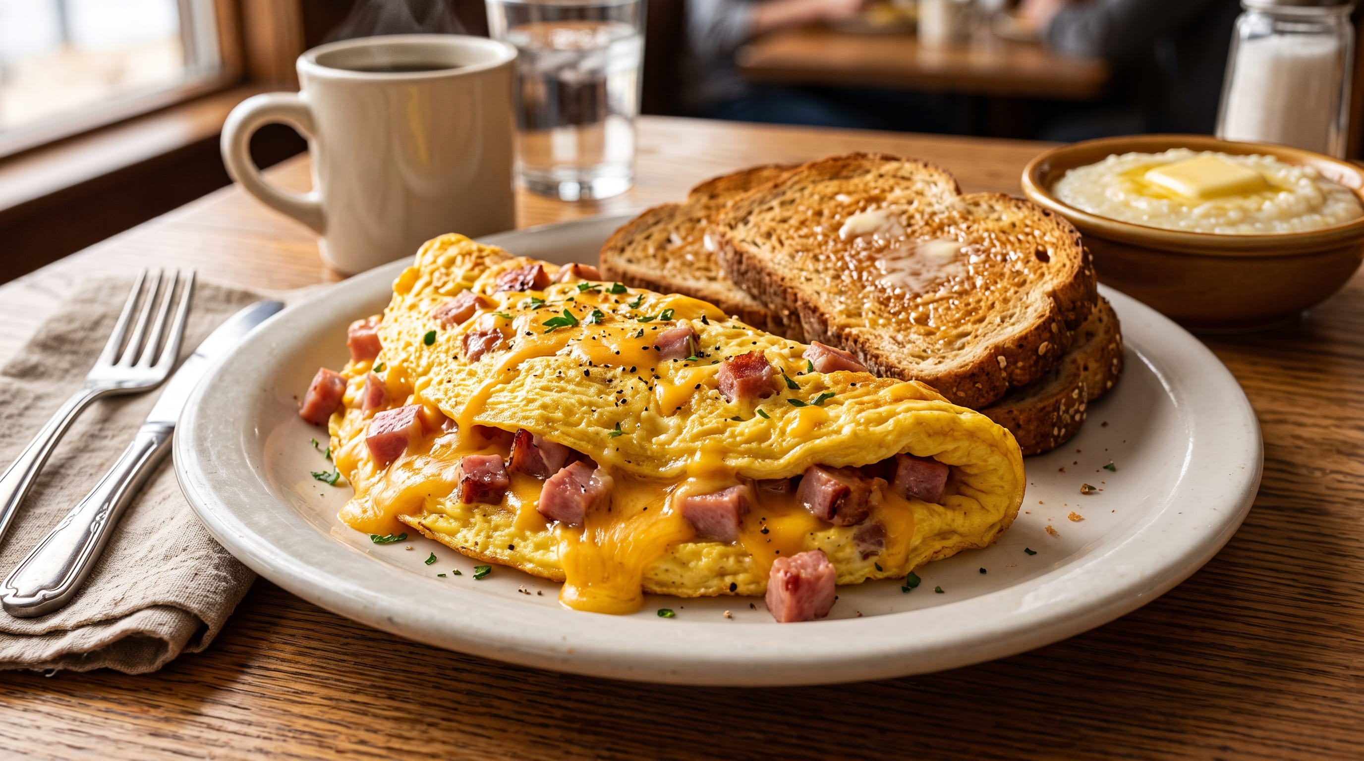 Ham & Cheese Omelet Breakfast
