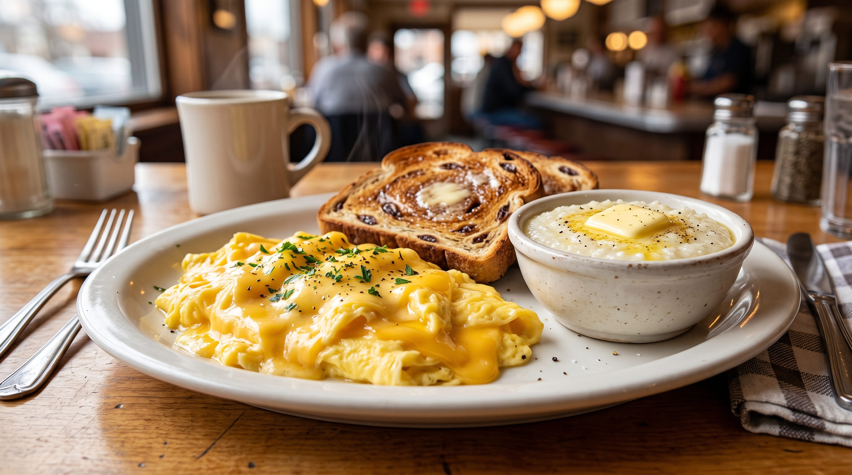 Cheese 'N Eggs Breakfast — Two eggs scrambled with melted American cheese.