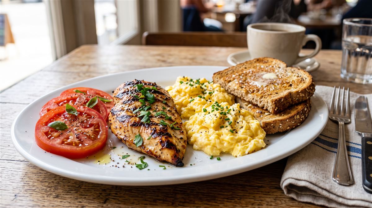 Grilled Chicken & 2 Eggs Breakfast