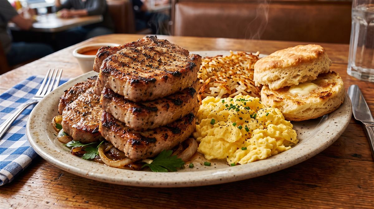 Meat Lover's Pork Chops (3) & 2 Eggs