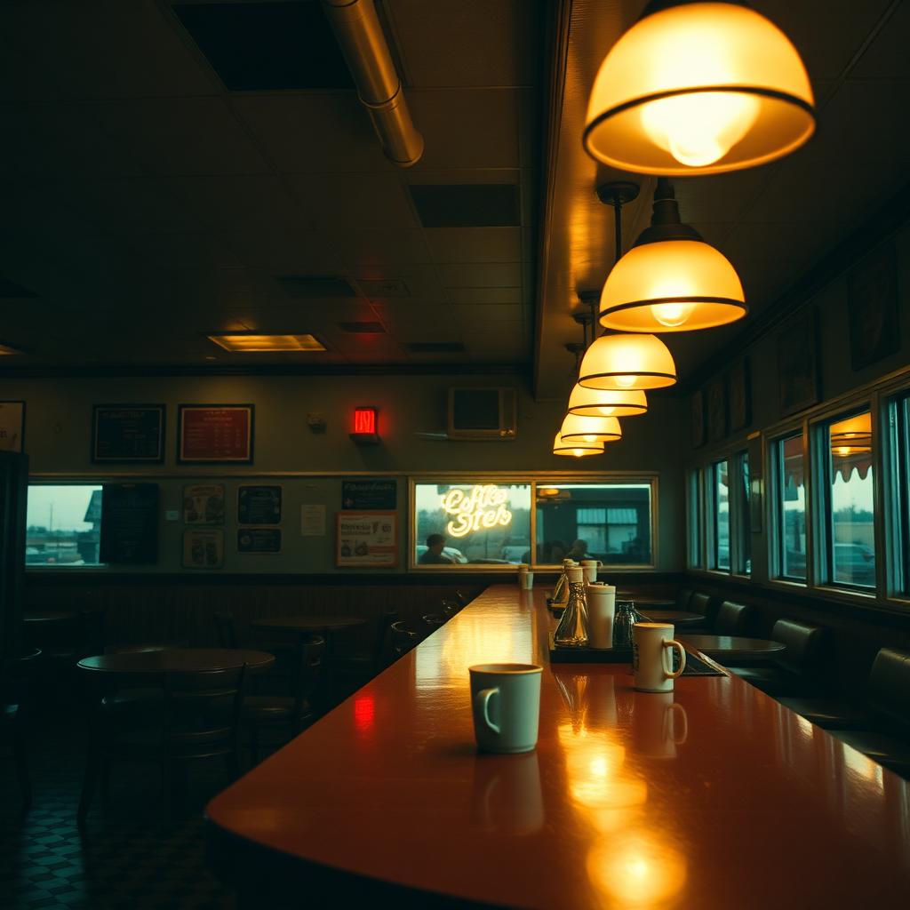 Waffle House diner interior at night