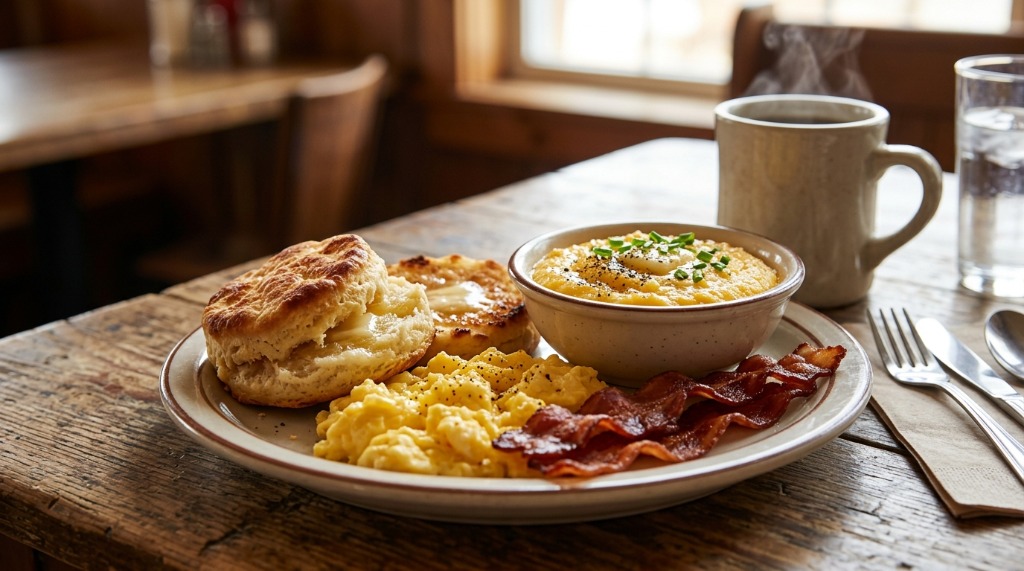 Custom Egg Breakfast with Grits & Grilled Biscuit