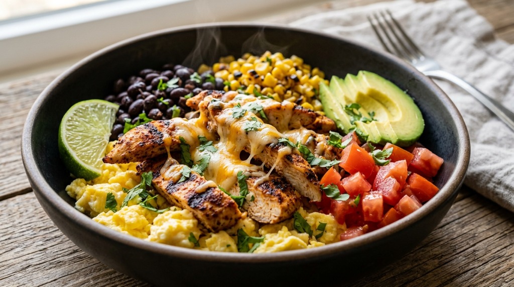Fiesta Protein Bowl (3 Scrambled Eggs, Chicken, 2 Cheese)