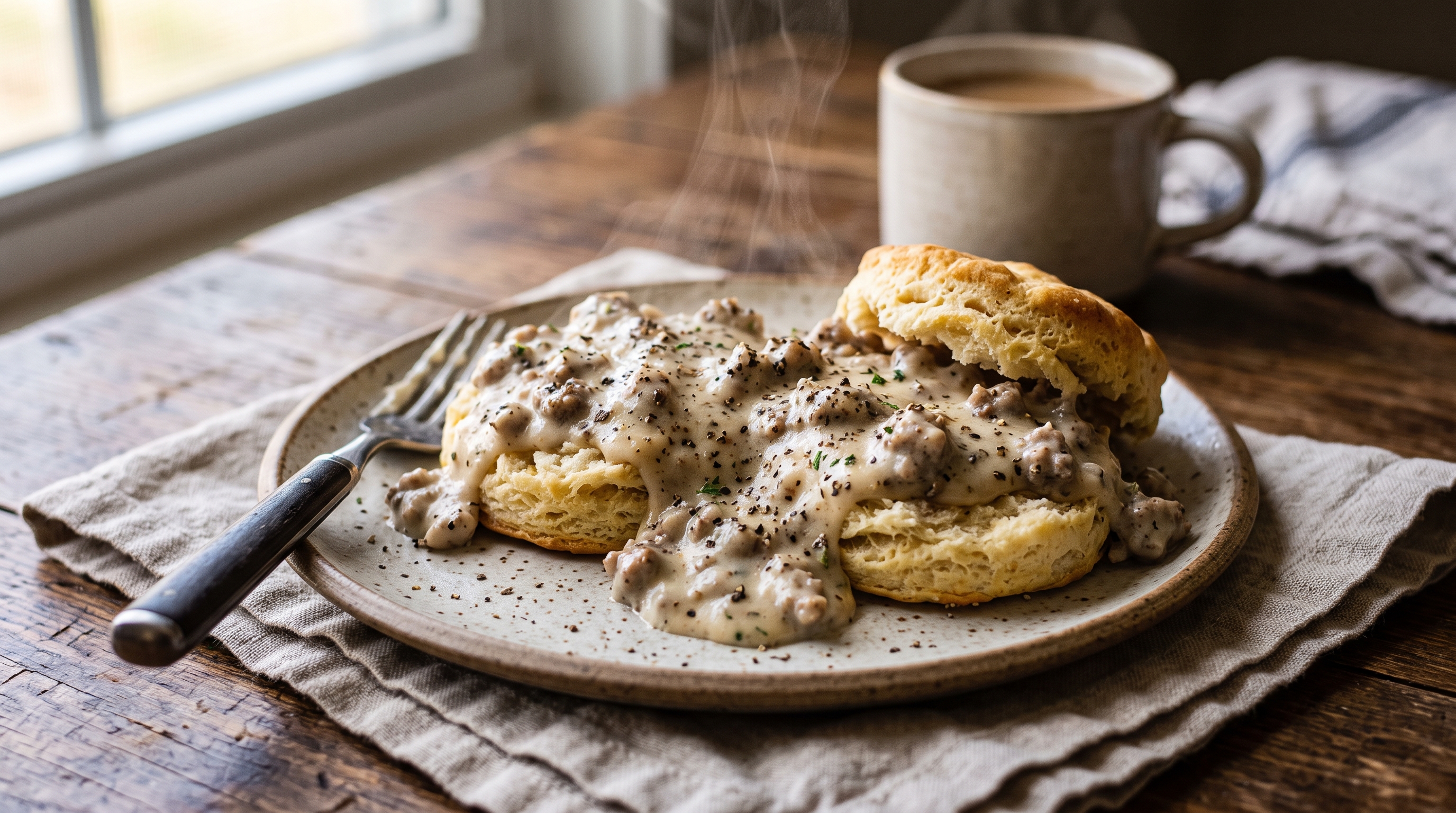 Georgia Style Sausage Gravy Biscuit