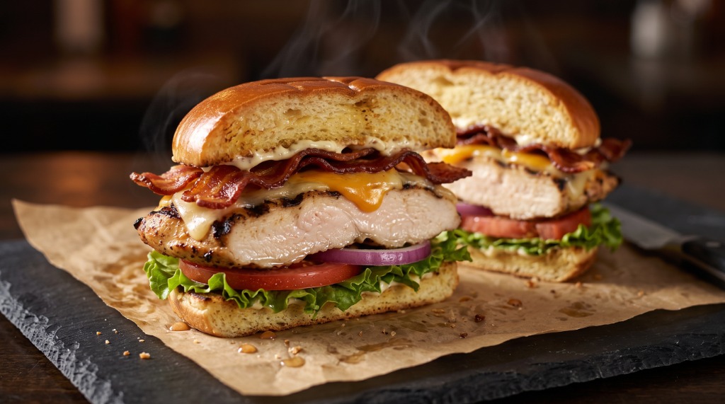 Grilled Chicken Bacon Cheese Sandwich Deluxe